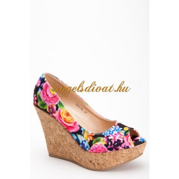 Virágmintás női cipő