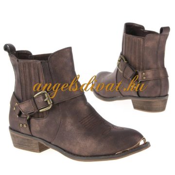 Márványos hatású női bokacsizma-fekete