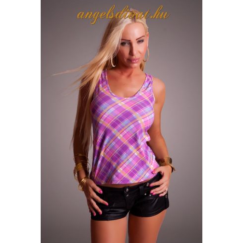 KOCKÁS STRASSZOS SZÍNES FELSŐ