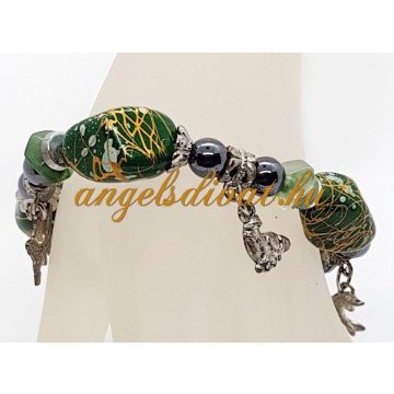 SÖTÉTZÖLD RAJZOS KARKÖTŐ