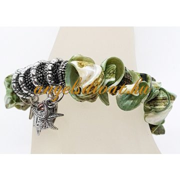 ZÖLD KAGYLÓ EZÜST DÍSZES KARKÖTŐ