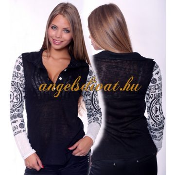 NŐI ING BLÚZ FEKETE FEHÉR