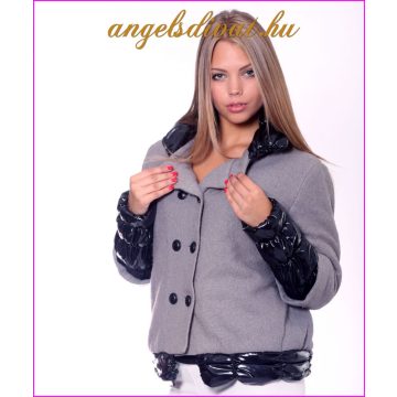 FEKETE SZÜRKE CIPZÁRAS KABÁT.