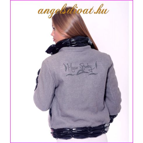 FEKETE SZÜRKE CIPZÁRAS KABÁT.