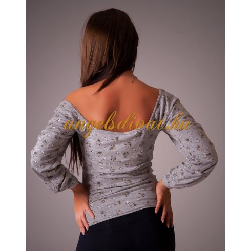 SZÜRKE FELSŐ VIRÁG APRÓ MINTÁKKAL