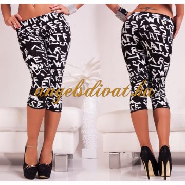 FEKETE FEHÉR BETŰ MINTÁS LEGGINGS.