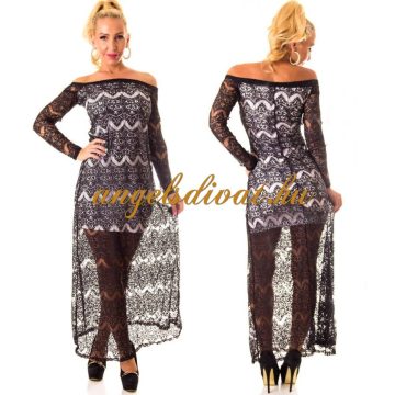 SYL FEKETE CSIPKE HOSSZÚ RUHA FEHÉR BETÉTTEL