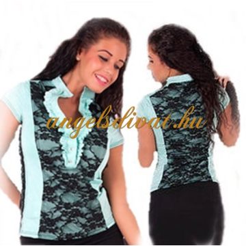 TÜRKIZ FEKETE CSIPKÉS PATENTOS FELSŐ.