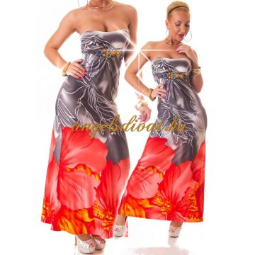 KÖNNYŰ NYÁRI HOSSZÚ NŐI RUHA NARNCSPIROS SZÜRKE..