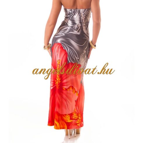 KÖNNYŰ NYÁRI HOSSZÚ NŐI RUHA NARNCSPIROS SZÜRKE..