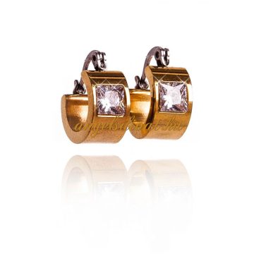 ARANY SZÍNŰ FÜLBEVALÓ CIRKÓNIA NAGY KÖVES