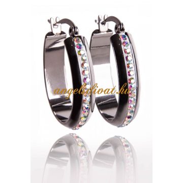 OVÁLIS EZÜST SZÍNŰ CIRKÓNIA KÖVES FÜLBEVALÓ