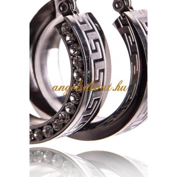 VÉSETT MINTÁS EZÜST SZÍNŰ CIRKÓNIA KÖVES FÜLBEVALÓ