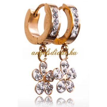 KARIKA FÜLBEVALÓ VIRÁG CIRKÓNIA KÖVES LÓGÓ DÍSSZEL