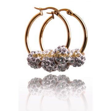   KARIKA BIZSU FÜLBEVALÓ 3 GOMBÓC CIRKÓNIÁS KÖVES DÍSSZEL