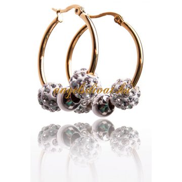   KARIKA FÜLBEVALÓ GOMBÓC DISZEKKEL CIRKÓNIÁS KÖVEKKEL BIZSU