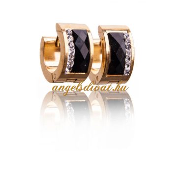 FEKETE KÖVES APRÓ CIRKÓNIÁS BIZSU FÜLBEVALÓ