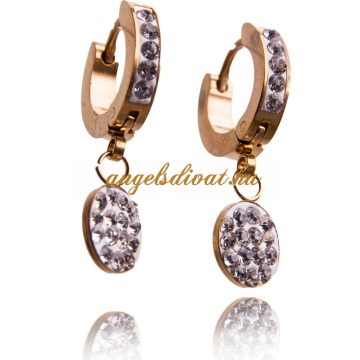 FÜGGŐ KEREK LAP DÍSZES CIRKÓNIA KÖVES FÜLBEVALÓ