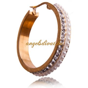    NAGY ARANY SZÍNŰ KARIKA FÜLBEVALÓ SOK CIRKÓNIA KÖVEKKEL