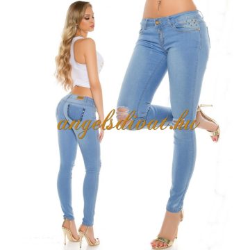 KÉK FARMERNADRÁG TÉRDÉN SZAGGATOTT