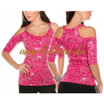 PINK SOK FLITTERES NŐI FELSŐ VÁLLÁN NYITOTT