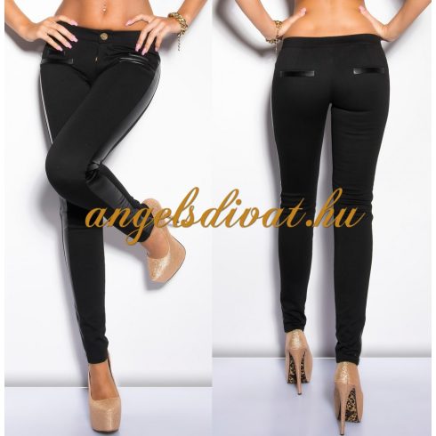 MŰBŐR BERAKÁSOS FEKETE NŐI NADRÁG.