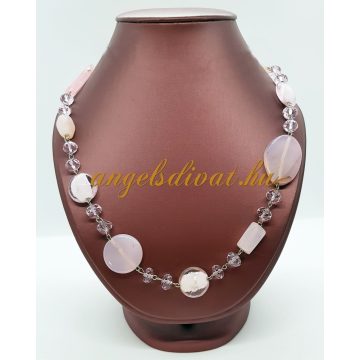 BABARÓZSASZÍN KÖVES BIZSU NYAKLÁNC