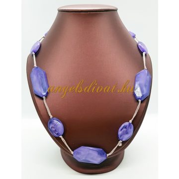 SÖTÉTLILA KÖVES BIZSU NYAKLÁNC