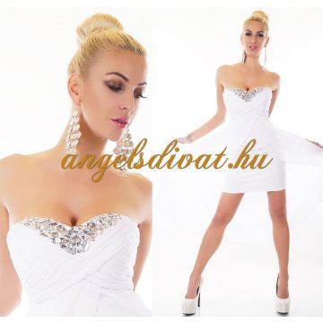 V ALAKBAN STRASSZOS FEHÉR MUSZLIN NŐI RUHA