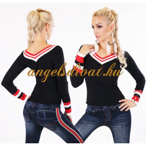 FEKETE NŐI FELSŐ DÍSZ CSÍKOS PASSZÉVAL..