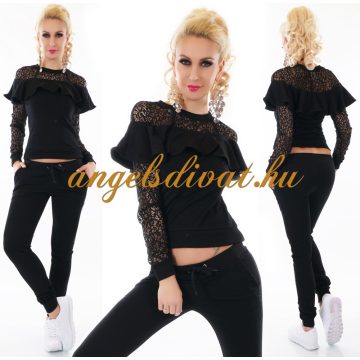 FEKETE NŐI SZABADIDŐRUHA CSIPKE BETÉTES