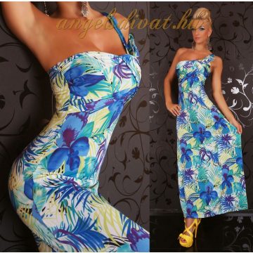 1 OLDALAS HOSSZÚ RUHA KÉK FEHÉR