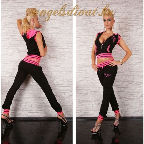 FEKETE PINK RÖVIDUJJÚ JOGGING 