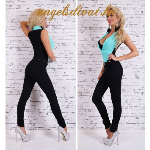 TÜRKIZ MUSZLINOS FEKETE OVERÁL