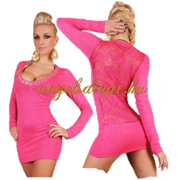 REDIAL CSIPKÉS HÁTÚ STRASSZOS HOSSZÚ FELSŐ PINK..