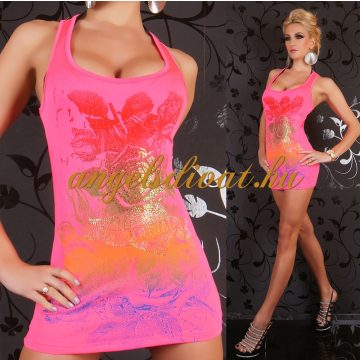 SZÍNES VIRÁGOS TRIKÓS FELSŐ PINK