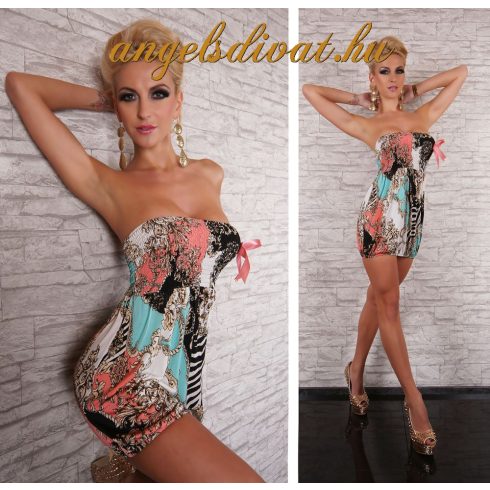 GUMIS MELLŰ LÁNC MINTÁS TÜRKIZKÉK TUNIKA