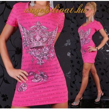 TATTOO MINTÁS ELÖL HÁTÁN SZAGGATOTT MINIRUHA PINK