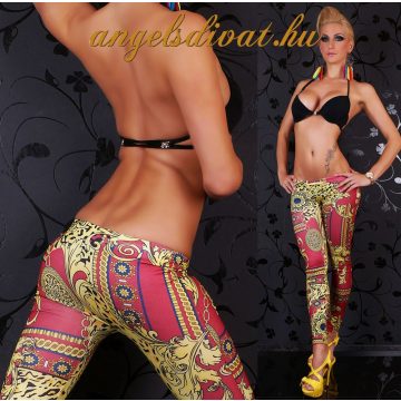 SÖTÉTPINK SÁRGA MINTÁS LEGGING