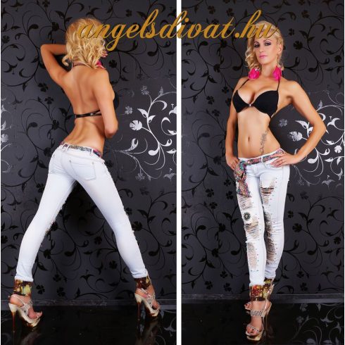 VILÁGOSKÉK FARMER SZÍNES ÖVSÁLLAL.