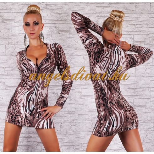 BEIGE FEHÉR BARNA HULLÁM KARDIGÁN.