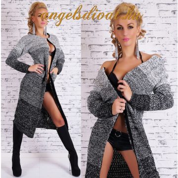 FEKETE SÖTÉTSZÜRKE SZÜRKE HOSSZÚ KARDIGÁN 