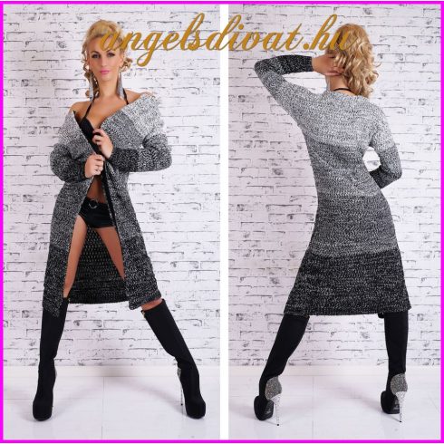 FEKETE SÖTÉTSZÜRKE SZÜRKE HOSSZÚ KARDIGÁN 