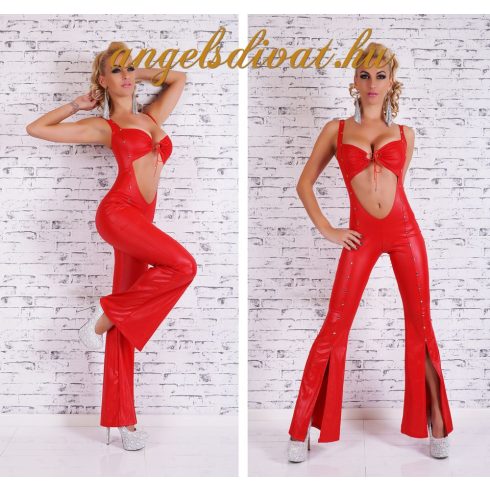 PIROS HOSSZÚ SLICCELT OVERÁL KERESZT PÁNTOS