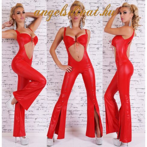 PIROS HOSSZÚ SLICCELT OVERÁL KERESZT PÁNTOS