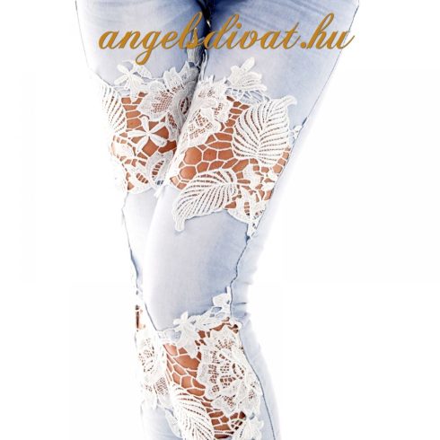 3 FEÉR CSIPKÉS KÉK FARMERNADRÁG.