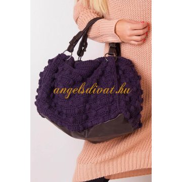 Gombóc mintás kötött női táska - lila
