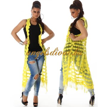 CSIPKE HOSSZÚ ROJTOS SÁRGA KARDIGÁN