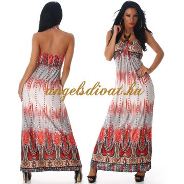 PIROS SZÜRKE HOSSZÚ NYÁRI RUHA