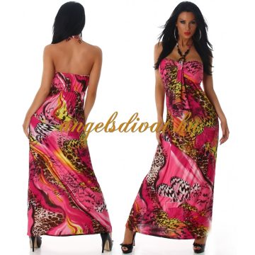 HOSSZÚ NYÁRI RUHA PINK NYAKBA KÖTŐS